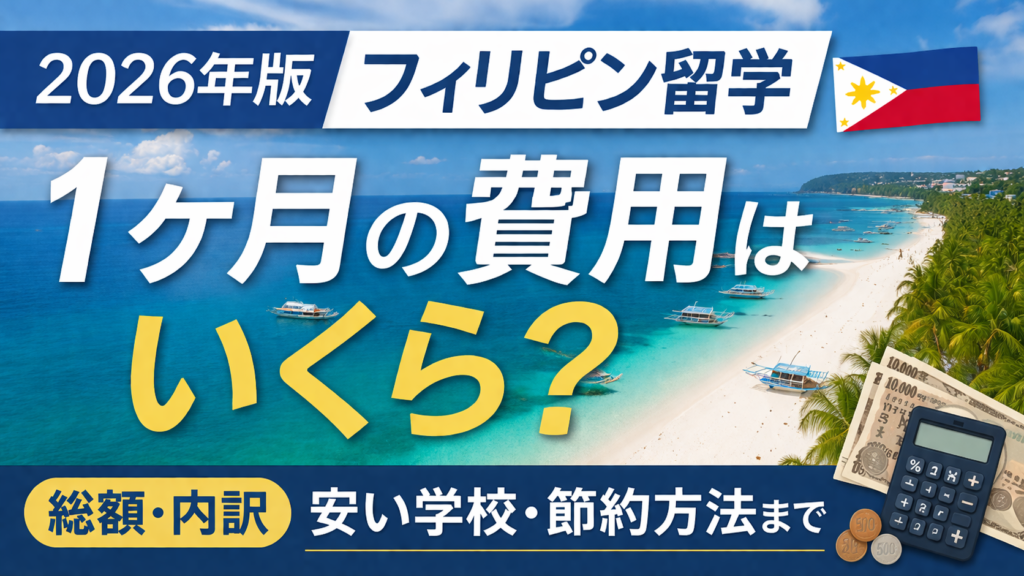 【2026年版】フィリピン留学1ヶ月の費用はいくら？総額・内訳・安い学校・節約方法まで完全解説