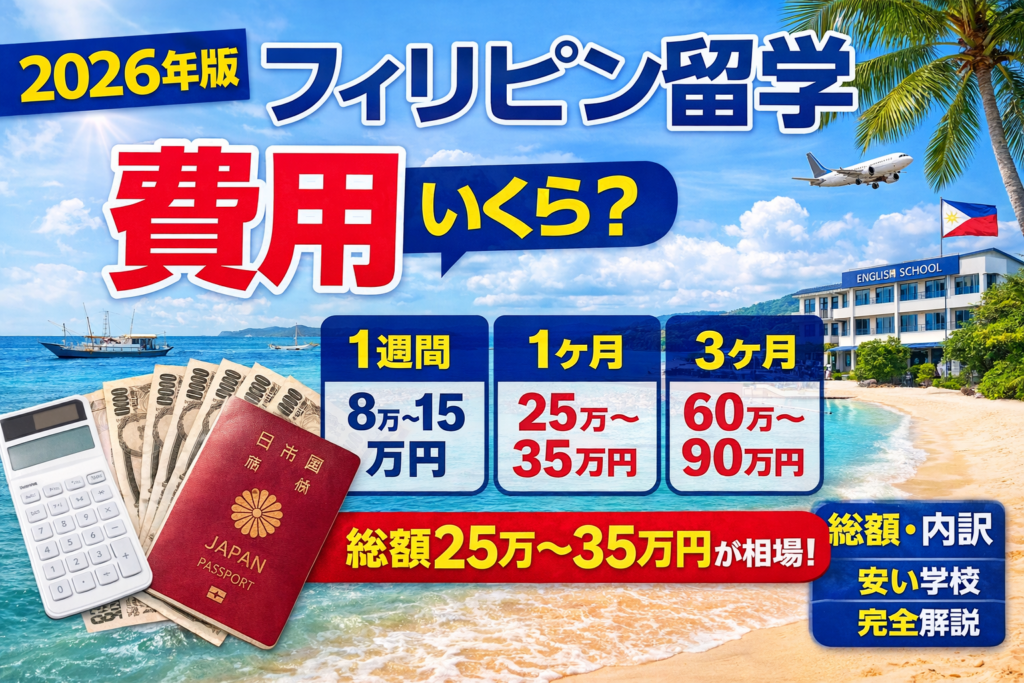 【2026年版】フィリピン留学の費用はいくら?総額・内訳・期間別費用を完全解説
