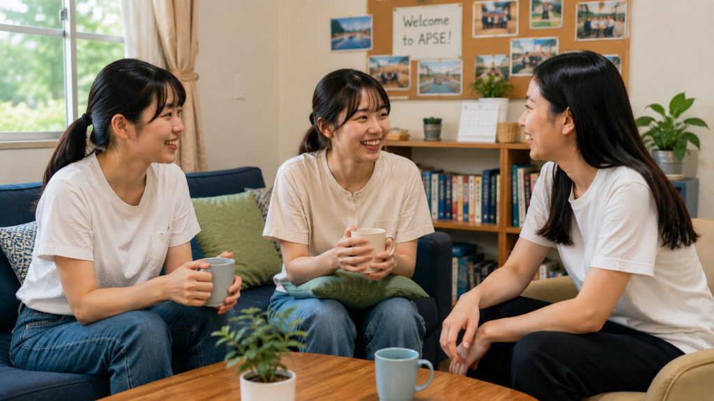 フィリピン留学中に日本人留学生同士で交流する様子